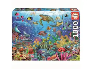 Produktfoto för Educa Puzzle Educa 1000 tropiska fantasisköldpaddor