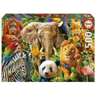 Produktfoto för Educa Puzzle Educa 500 vilda djur collage