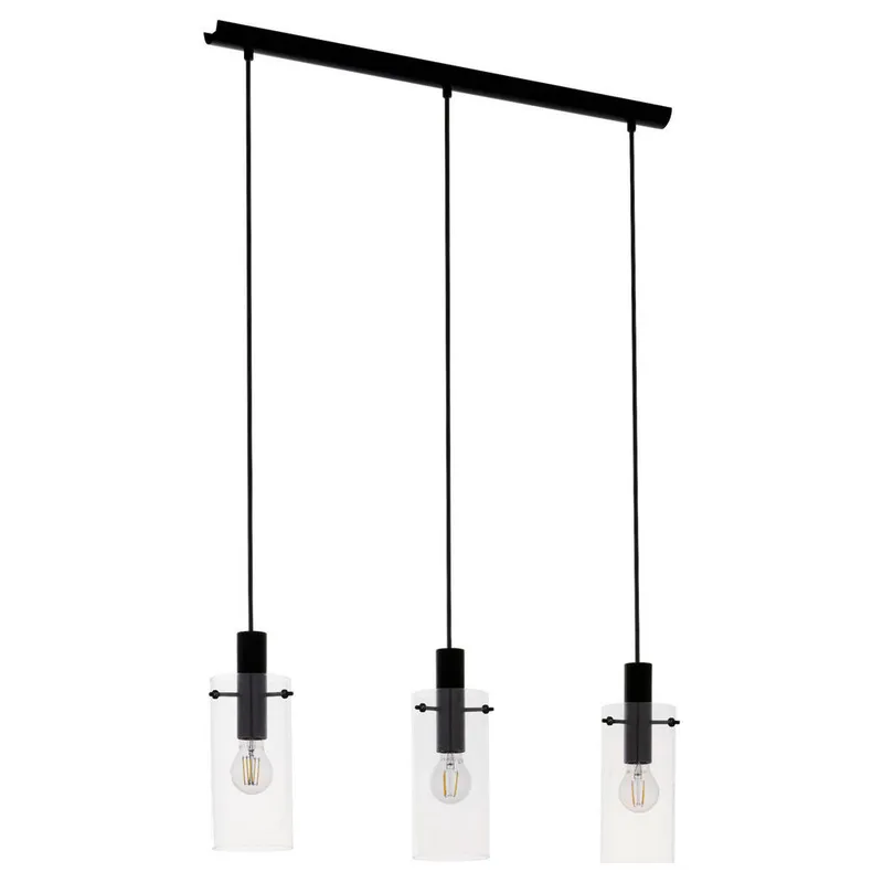 Bild 1 för EGLO 97367, Stelt fäste, Svart, Transparent, Glas, Stål, Glas, Rund