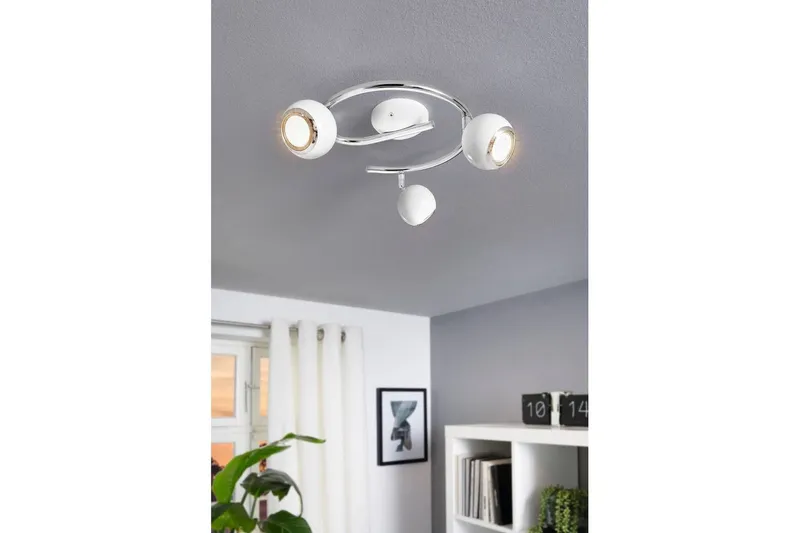 Bild 2 för Eglo Bimeda - Spotlight - LED-glödlampa x 3 - GU10 - totalt: 9 W (motsvarande 69 W) - klass A+ - varmt vitt ljus - 3000 K - vit, krom