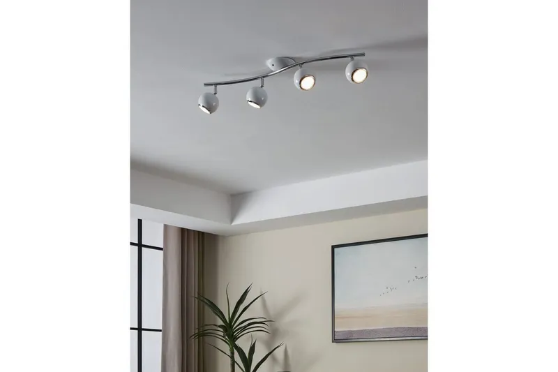 Bild 2 för Eglo Bimeda - Spotlight - LED-spotlight x 4 - GU10 - 3 W (motsvarande 23 W) - klass A+ - varmt vitt ljus - 3000 K - vit, krom
