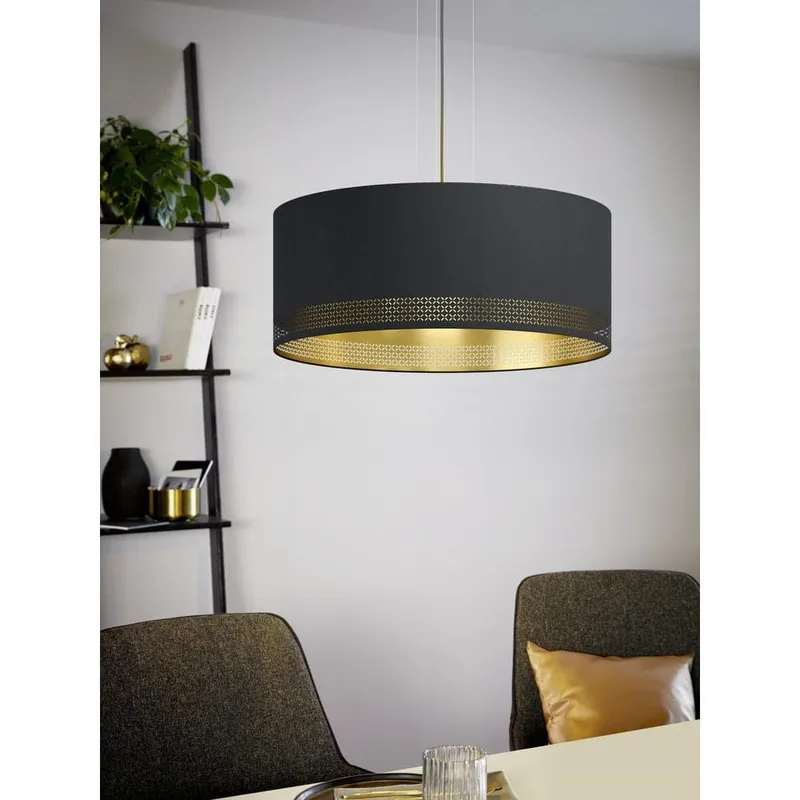 Bild 2 för EGLO Esteperra, Flexibelt fäste, Svart, Guld, Svart, Guld, Stål, Tyg, Rund