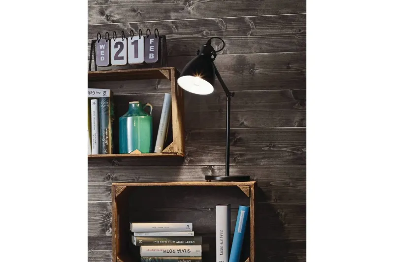 Bild 2 för EGLO Priddy, Svart, Vit, Stål, Arbetsrum, IP20, II, E27
