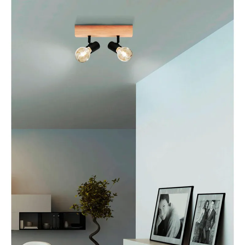 Bild 2 för EGLO Townshend 3, Utanpåliggande spotlight, E27, 2 lampor, 220-240 V, Svart, Brun