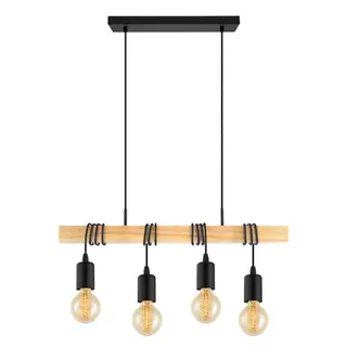 Produktfoto för Eglo Townshend - Hängande lampa - 4 uttag - E27 - svart, brun