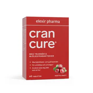 Produktfoto för Elexir Pharma Cran Cure Tranbär Plus För Magenr 60 tabletter