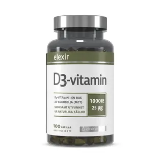 Produktfoto för Elexir Pharma Elexir D3 Vitamin 1000IE 100 kapslar