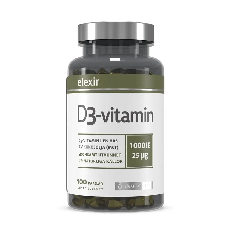 Bild 1 för Elexir Pharma Elexir D3 Vitamin 1000IE 100 kapslar