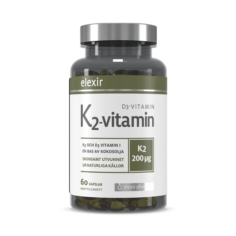 Bild 1 för Elexir Pharma Elexir K2-vitamin D3-vitamin 60 kapslar