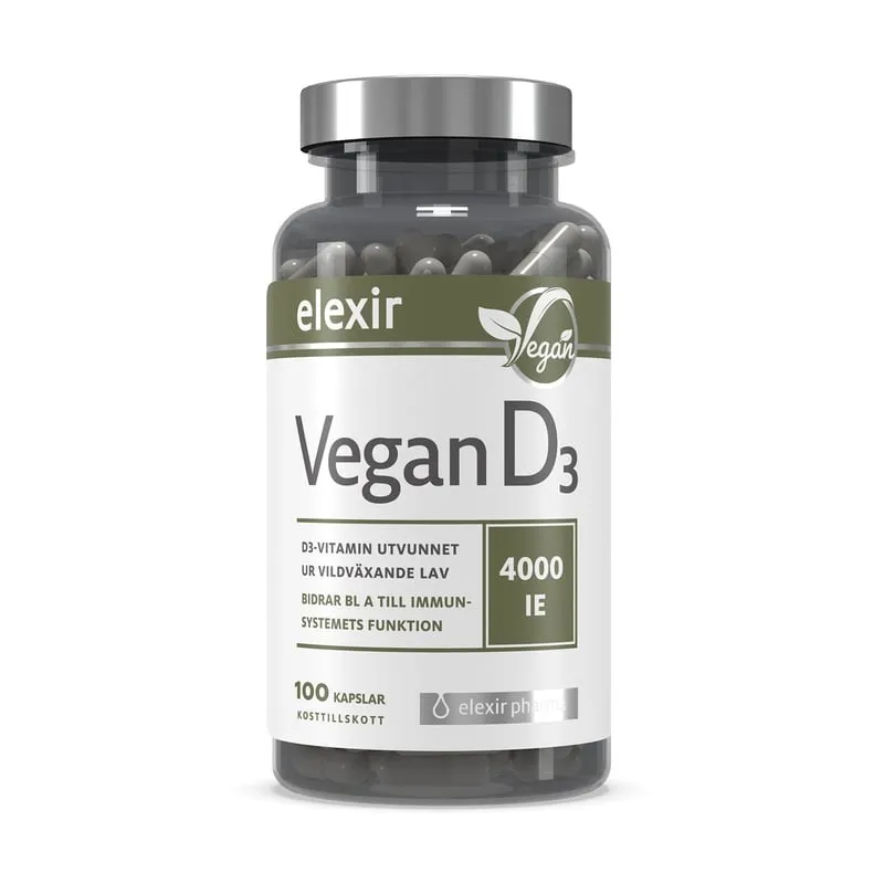 Bild 1 för Elexir Pharma Vegan D3 4000IE 100 kapslar
