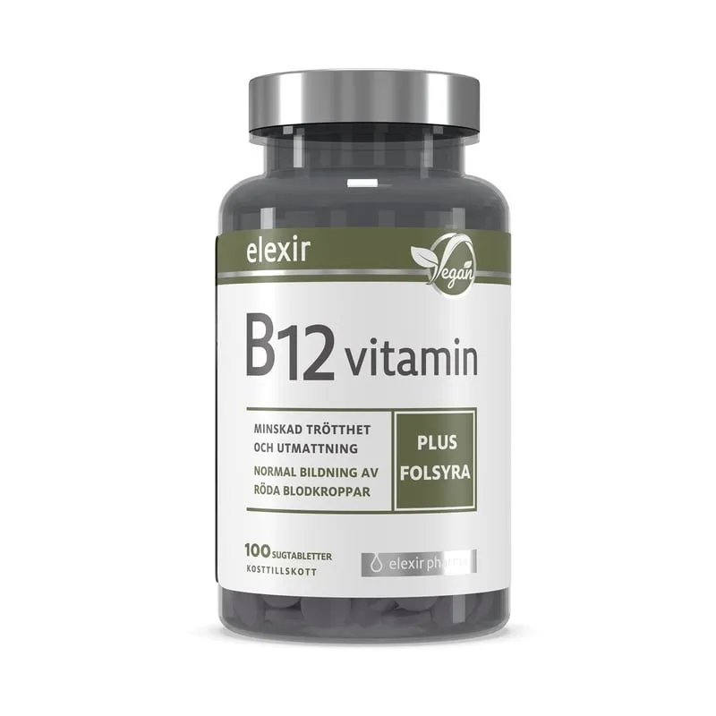 Bild 1 för Elexir Pharma Vitamin B-12 vitamin plus folsyra 100 st