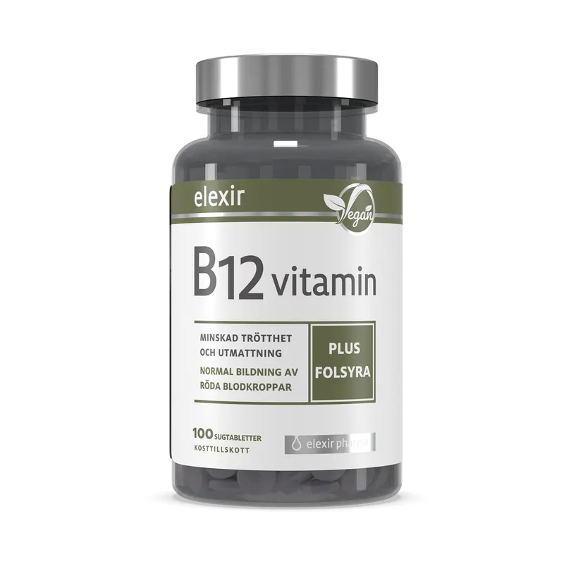 Bild 2 för Elexir Pharma Vitamin B-12 vitamin plus folsyra 100 st