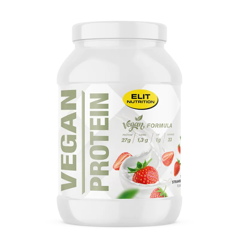 Bild 1 för Elit Nutrition Vegan Protein Laktosfri Proteinpulver Jordgubb 750 g