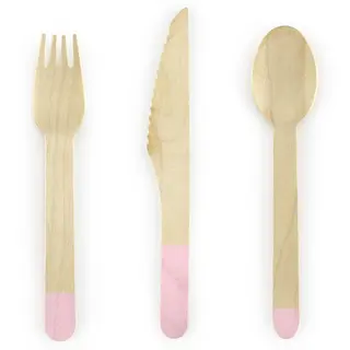 Produktfoto för Engångsbestick i trä, rosa