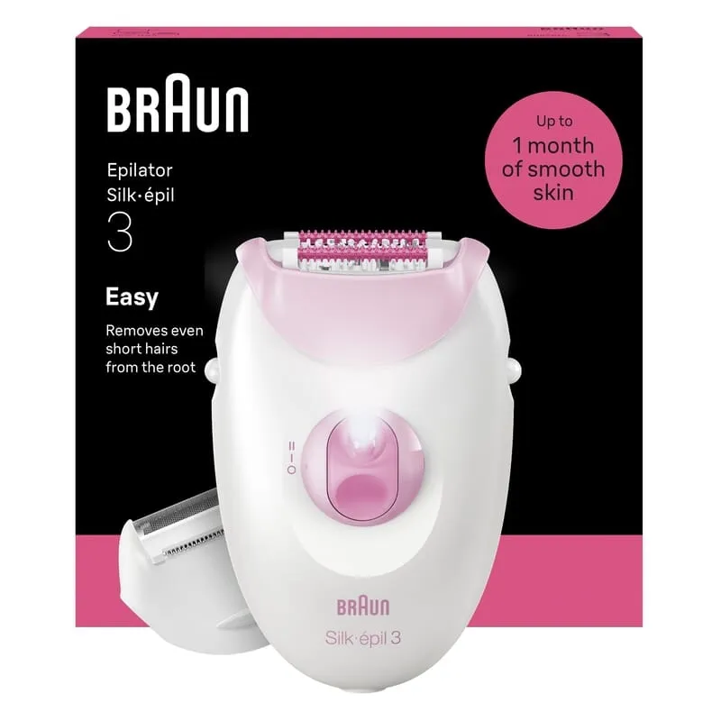Bild 1 för Epilator Silk·épil 3 med sladd, Långvarigt Slät Hud, 3-031, Rosa