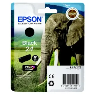 Produktfoto för Epson 24 - 5.1 ml - svart - original - blister med RF-larm - bläckpatron - för Expression Photo XP-55, 750, 760, 850, 860, 950, 960, 970  Expression Premium XP-750, 850