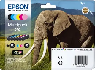 Produktfoto för Epson 24 Multipack - 6-pack - svart, gul, cyan, magenta, ljus magenta, ljus cyan - original - blister - bläckpatron - för Expression Photo XP-55, 750, 760, 850, 860, 950, 960  Expression Premium XP-750, 850