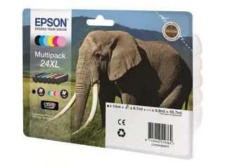 Produktfoto för Epson 24XL Multipack - 6-pack - XL - svart, gul, cyan, magenta, ljus magenta, ljus cyan - original - bläckpatron - för Expression Photo XP-55, XP-750, XP-760, XP-850, XP-860, XP-950, XP-960, XP-970
