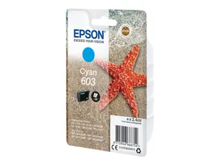 Produktfoto för Epson 603 - 2.4 ml - cyan - original - blister med RF-larm/akustiskt larm - bläckpatron - för Expression Home XP-2150, 2155, 3150, 3155, 4150, 4155  WorkForce WF-2820, 2840, 2845, 2870