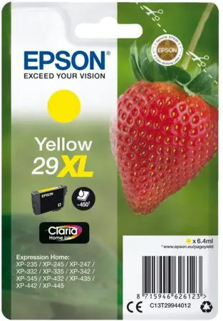 Produktfoto för Epson Bläckpatron 29XL, C13T29944012, Strawberry, Claria Home-bläck, gul, singelförpackning, hög kapacitet