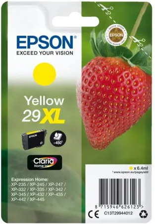 Alternativ bild 0 för Epson Bläckpatron 29XL, C13T29944012, Strawberry, Claria Home-bläck, gul, singelförpackning, hög kapacitet
