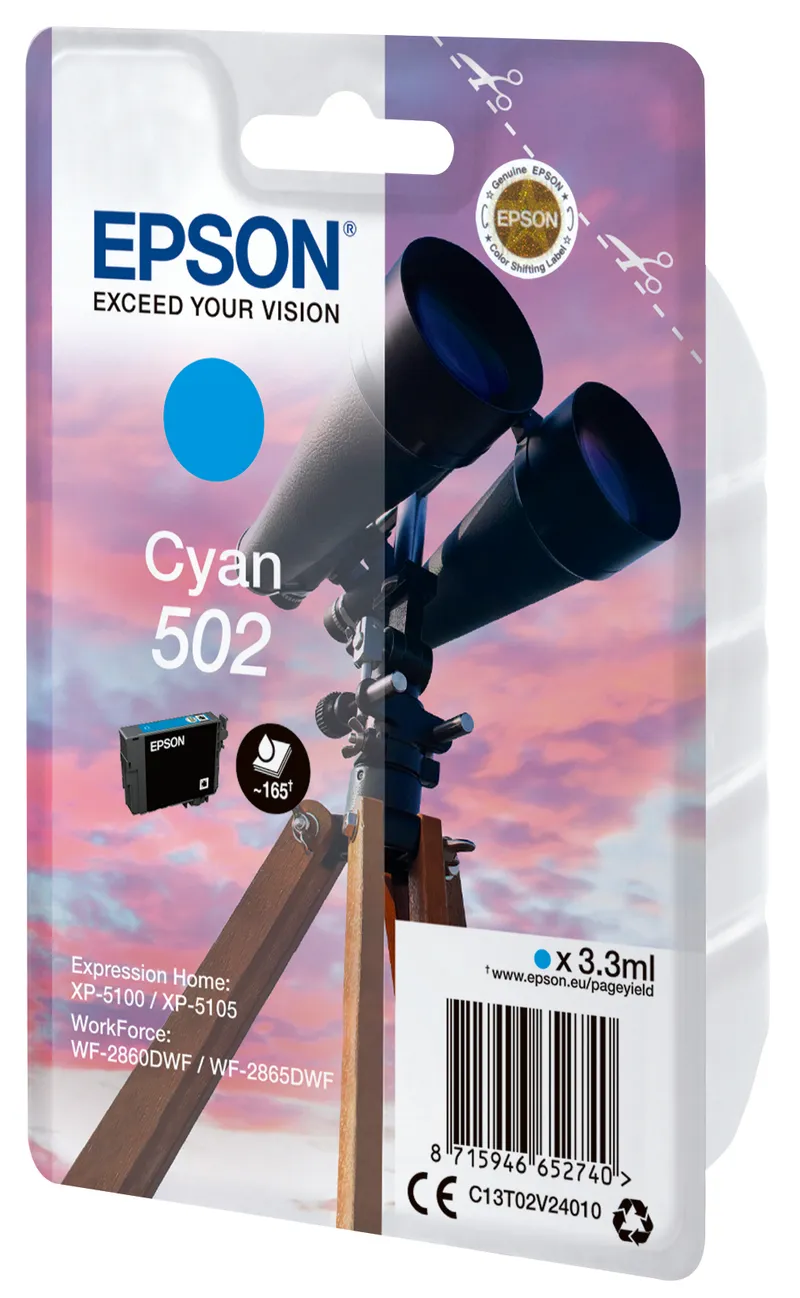 Alternativ bild 0 för Epson Bläckpatron C13T02V24010 T502 Cyan