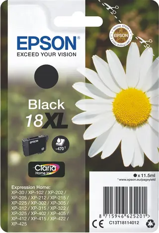 Produktfoto för Epson Bläckpatron C13T18114012 XL Svart