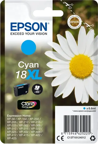 Produktfoto för Epson Bläckpatron C13T18124012 XL Cyan