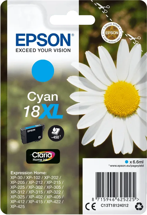Alternativ bild 0 för Epson Bläckpatron C13T18124012 XL Cyan