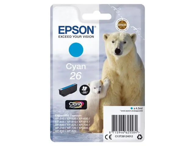 Alternativ bild 0 för Epson Bläckpatron C13T26124012 Cyan