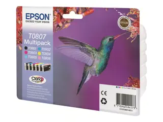 Produktfoto för Epson Bläckpatron T0807, svart, cyan, ljus cyan, magenta, ljus magenta, gul, flerpack