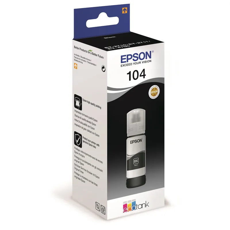 Alternativ bild 0 för Epson EcoTank bläckflaska 104 C13T00P140, 70 ml, svart
