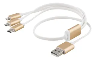 Produktfoto för Epzi 3-i-1 Kabel Lightning/Micro/USB-C - 0,5 m - Guld