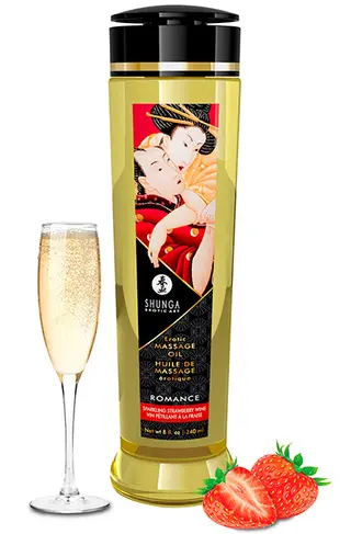 Produktfoto för Erotisk Massageolja - ROMANCE Sparkling Strawberry Wine 240ML