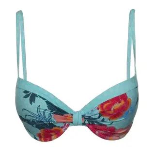 Produktfoto för Esprit Peony Beach Padded Push Up Bikini Turkos Mönster C 42 Dam