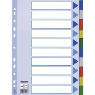 Produktfoto för Esselte 15261, Tomma registerflikar, Polypropylen (PP), Multifärg, A4, 225 mm, 297 mm