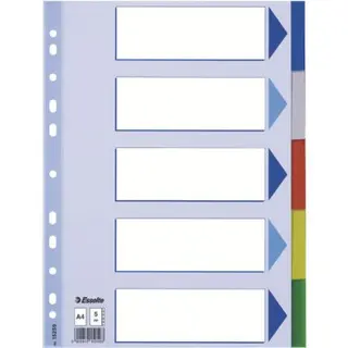 Produktfoto för Esselte - Avdelare - 5 delar - för A4 - tabbad - flera färger - för P/N: 48083, 48086, 48087
