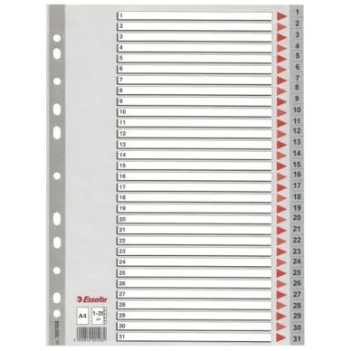 Alternativ bild 0 för Esselte index A4 1-31 plast grå (set)