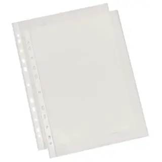 Produktfoto för Esselte Plastficka, A4, stansad, 60 mikrometer, polypropylen, jämn, 11 hål, genomskinlig