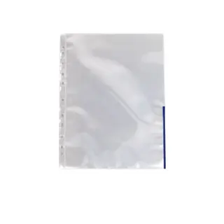 Produktfoto för Esselte Plastficka signal, A4, stansad, 105 mikrometer, polypropylen, jämn, 11 hål, genomskinlig med blå kant