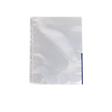 Alternativ bild 0 för Esselte Plastficka signal, A4, stansad, 105 mikrometer, polypropylen, jämn, 11 hål, genomskinlig med blå kant