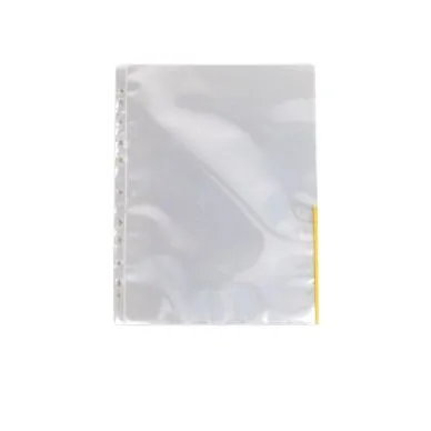 Alternativ bild 0 för Esselte Plastficka signal, A4, stansad, 105 mikrometer, polypropylen, jämn, 11 hål, genomskinlig med gula remsor