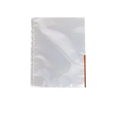 Alternativ bild 0 för Esselte Plastficka signal, A4, stansad, 105 mikrometer, polypropylen, jämn, 11 hål, genomskinlig med röda remsor