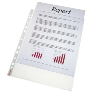 Produktfoto för Esselte Plastficka, Standard Plus, A4, stansad, 90 mikrometer, polypropylen, präglad, 11 hål, genomskinlig