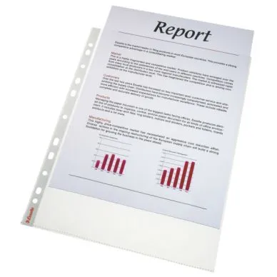 Alternativ bild 0 för Esselte Plastficka, Standard Plus, A4, stansad, 90 mikrometer, polypropylen, präglad, 11 hål, genomskinlig