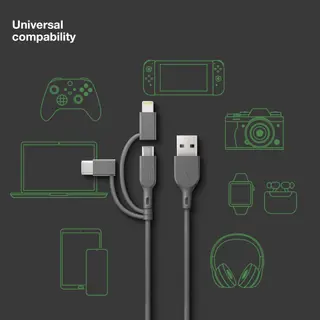 Produktfoto för Essential 3-in-1 microUSB,USB-C,Lightning