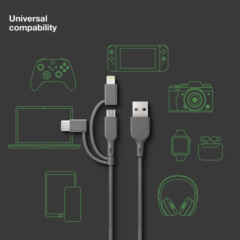 Bild 1 för Essential 3-in-1 microUSB,USB-C,Lightning