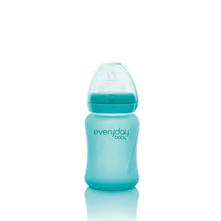 Produktfoto för Everyday Baby nappflaska med värmeind Healthy+ 150 ml, turkos