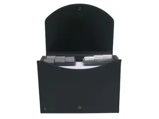 Produktfoto för Exacompta Exacase Exactive® utdragbart arkiv med ergonomiskt handtag, A4, 400 ark, 13 fack, 330 x 260 mm, polypropylen, svart