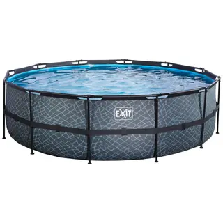 Produktfoto för EXIT Stone pool 488x122cm med sandfilterpump (Grå)